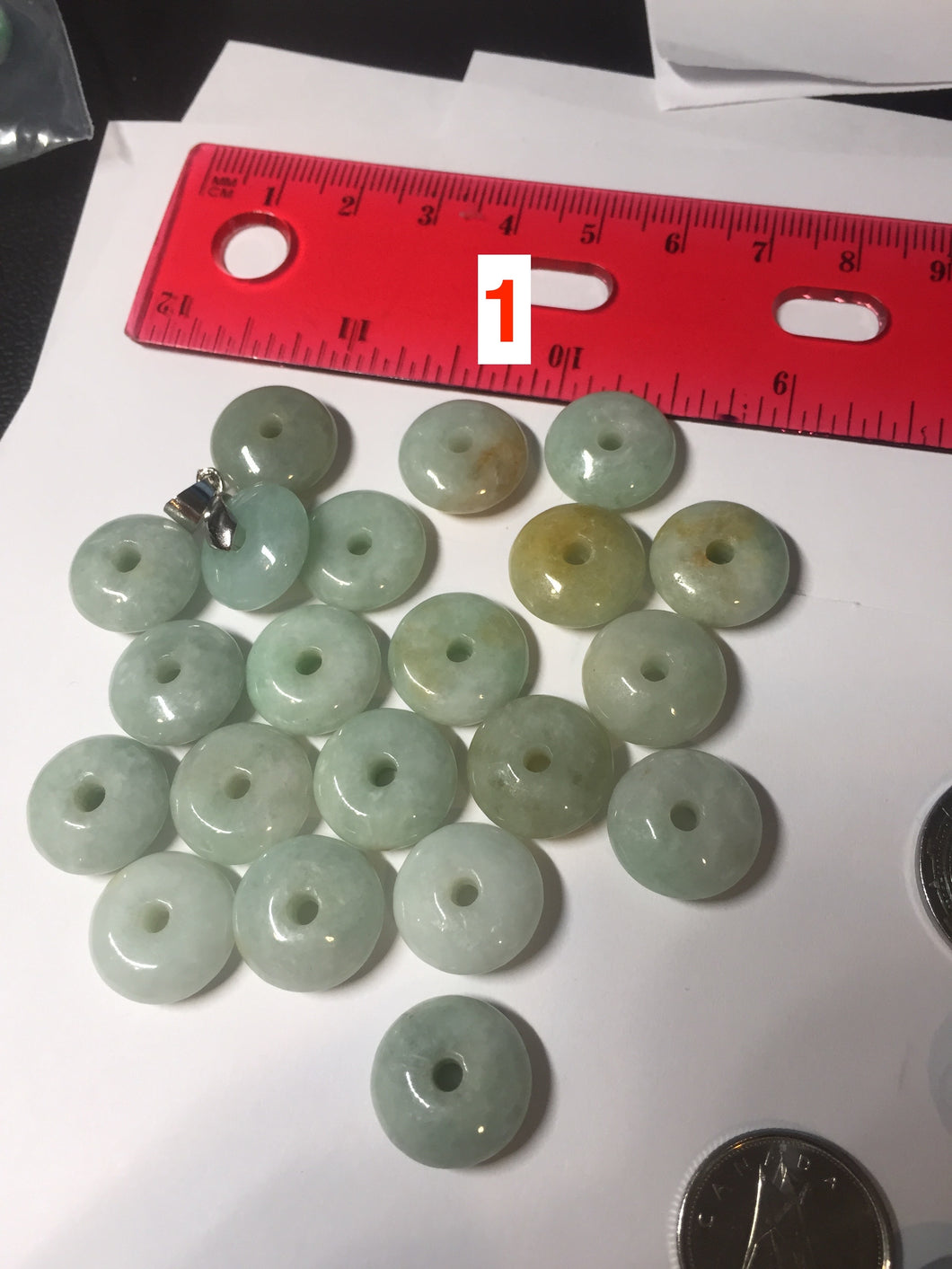 14mm Type A 100% Natural white light green purple yellow Jadeite Jade abacus bead pendant group BP91 Add-on item