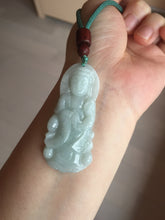 Load image into Gallery viewer, 100% natural white grade A light green white jadeite jade Guanyin pendants AU20-2
