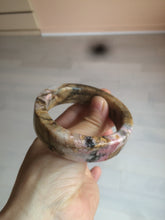 Load image into Gallery viewer, 54.9mm 100% natural pink/black time series(时光系列) rose stone (Rhodonite)square bangle XY83
