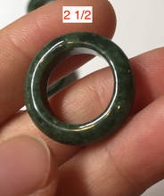 Load image into Gallery viewer, Size 2 1/2-8 100% natural type A oily dark green/black jadeite jade band ring AX158
