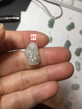 Load image into Gallery viewer, 100% natural type A icy watery jadeite jade green/white 3D PiXiu(貔貅) pendant necklace F160
