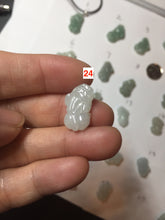 Load image into Gallery viewer, 100% natural type A icy watery jadeite jade green/white 3D PiXiu(貔貅) pendant necklace F160
