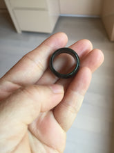 Load image into Gallery viewer, 17.1mm size 6 3/4 100% natural type A black/dark green (Mocui, 墨翠) broad jadeite jade band ring thumb ring BK105
