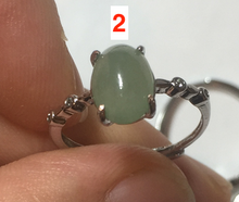 Load image into Gallery viewer, 100% natural type A icy watery green dark green four-prong jadeite jade ring group BP145
