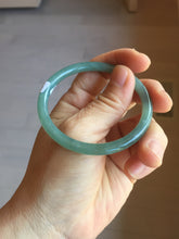 Load image into Gallery viewer, 53mm Certified Type A 100% Natural icy watery deep sea dark green/blue/gray/black Guatemala slim round cut Jadeite bangle PB146-8141
