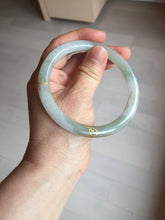 Load image into Gallery viewer, 60mm 100% Natural type A light green/white carved and golden-painted round cut Jadeite Jade bangle PC71
