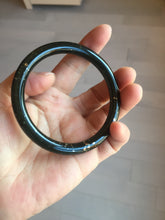 Load image into Gallery viewer, 59mm 100% Natural dark green/black meteorite Stellar Night sky round cut nephrite bangle HF91-8252
