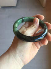 Load image into Gallery viewer, 58.8mm Certified 100% natural Type A sunny green dark green/black(绿水墨)  jadeite jade bangle PB56-9766
