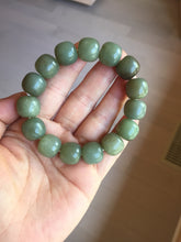 Load image into Gallery viewer, 100% Natural 13.8x12.5mm dark green/gray/brown vintage style nephrite Hetian Jade bead bracelet HF76
