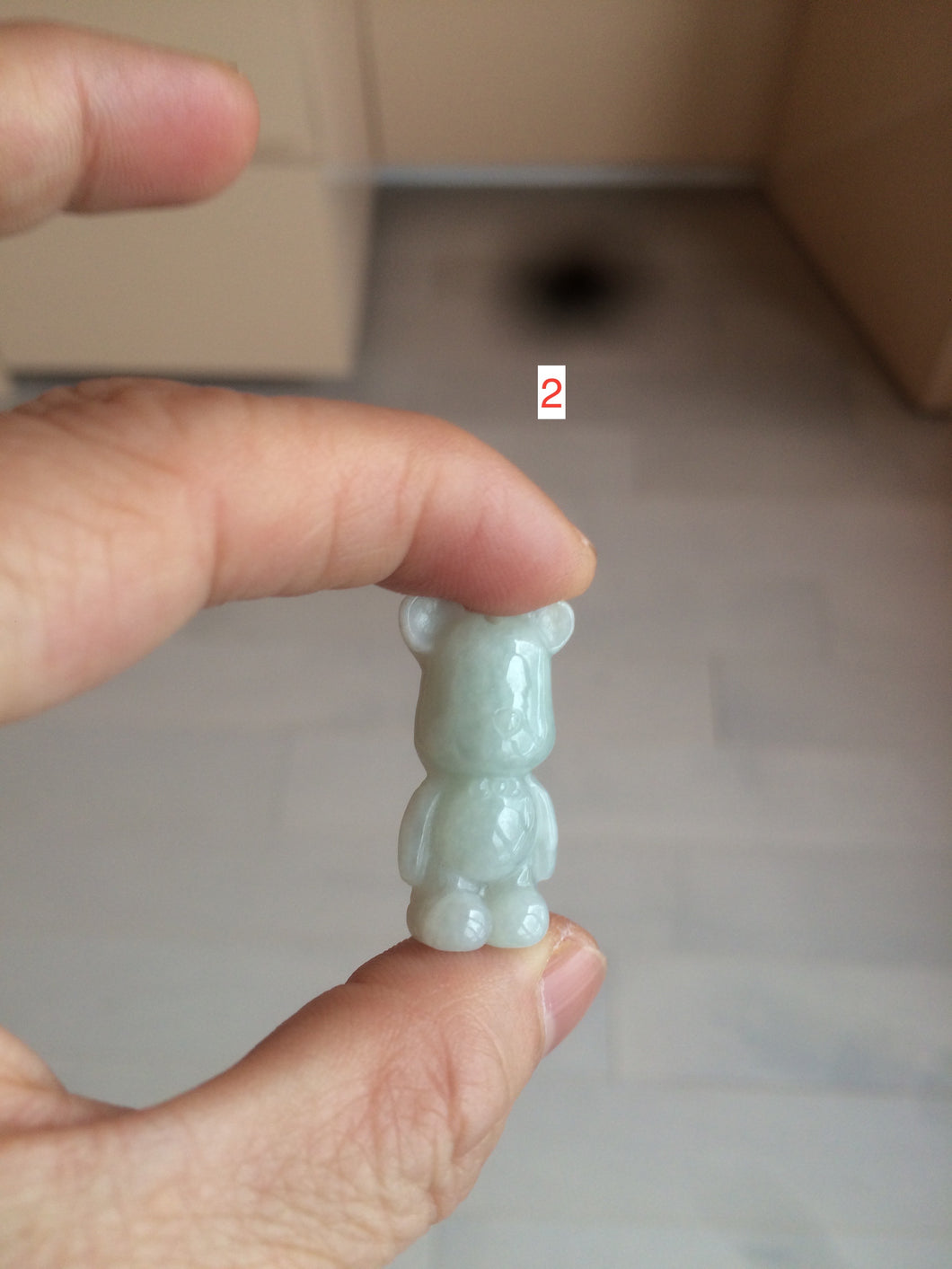 Type A 100% Natural light green jadeite jade cute baby bear pendant BG44