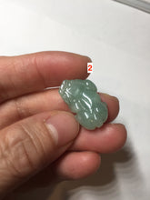 Load image into Gallery viewer, 100% natural type A icy watery jadeite jade green/white 3D PiXiu(貔貅) pendant necklace F160
