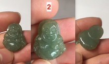 Load image into Gallery viewer, 100% Natural type A icy watery dark green/light green/yellow/white small happy Buddha (拇指佛) jadeite Jade pendant group AU18
