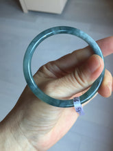 Load image into Gallery viewer, 54.5mm Certified Type A 100% Natural dark green/blue/gray with flying snow Guatemala slim round cut Jadeite bangle PD23-7366
