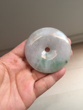 Load image into Gallery viewer, 56.6mm 100% Natural sunny green/purple/gray jadeite Jade Safety Guardian Button(donut) Pendant/worry stone F143
