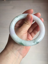 Load image into Gallery viewer, 卖了 60mm certified Type A 100% Natural light sunny green white purple chubby round cut Jadeite Jade bangle BQ70-8570
