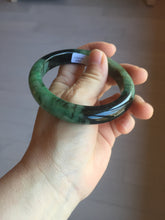 Load image into Gallery viewer, Sold  58.8mm Certified 100% natural Type A sunny green dark green/black(绿水墨)  jadeite jade bangle PB57-9764
