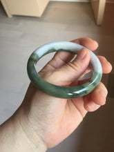 Load image into Gallery viewer, 57.4mm certified Type A 100% Natural dark green gray black white two tone(半山半水) Jadeite Jade bangle PB205-3354
