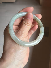 Load image into Gallery viewer, 54mm Certified type A 100% Natural light green dark green floating seaweed round cut Jadeite bangle PC60-6625

