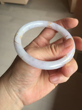 Load image into Gallery viewer, 56mm 100% Natural type A light purple white carved and golden-painted round cut Jadeite Jade bangle PA175-9116
