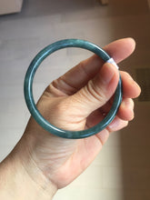 Load image into Gallery viewer, 58mm Certified Type A 100% Natural dark green/blue/gray Guatemala slim round cut Jadeite bangle PA140-8838
