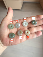 Load image into Gallery viewer, 14.5-16.4mm Type A 100% Natural icy watery light green white gray Jadeite Jade Safety Guardian Button donuts Pendant group AU80
