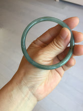 Load image into Gallery viewer, 55.5mm Certified Type A 100% Natural icy watery deep sea dark green/ blue/ gray/ black Guatemala slim round cut Jadeite bangle PC66-7043
