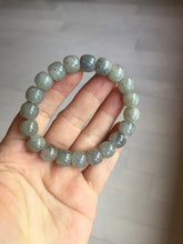 Load image into Gallery viewer, 10x8mm 100% Natural icy black sesame paste(芝麻糊冰青花) vintage style nephrite Jade bead bracelet HN6
