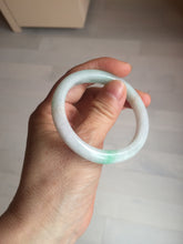 Load image into Gallery viewer, 51mm Certified Type A 100% Natural sunny green white Jadeite Jade oval bangle D161-5352
