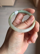 Load image into Gallery viewer, 48mm certified 100% natural Type A icy watery green/brown/gray slim oval jadeite jade bangle BL111-9436
