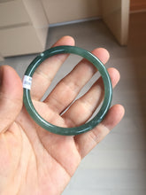 Load image into Gallery viewer, 56.2mm Certified Type A 100% Natural icy watery dark green/blue/gray/black slim round cut Guatemala Jadeite bangle BP30-7049
