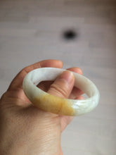 Load image into Gallery viewer, 50mm Certified Type A 100% Natural yellow/white oval shape Jadeite Jade bangle AY16-0762
