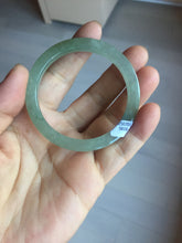 Load image into Gallery viewer, 47mm certified 100% natural type A icy watery oily dark green/gray(老油青) square style jadeite bangle PD27-5818
