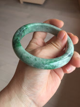 Load image into Gallery viewer, 60.5mm certified Type A 100% Natural sunny green gray black Jadeite Jade bangle BS81-9872
