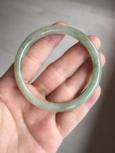 Load image into Gallery viewer, 52.7mm Certified type A 100% Natural light green yellow brown floating seaweed slim round cut Jadeite bangle E90-6616
