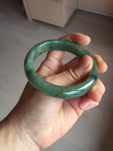 Load image into Gallery viewer, 55.5mm Certified Type A 100% Natural oily dark green(老油青)/gray Jadeite bangle BG227-3215

