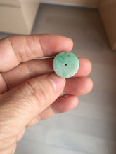 Load image into Gallery viewer, 16-19 mm Type A 100% Natural  light green sunny green white Jadeite Jade Safety Guardian Button donuts Pendant group PB90
