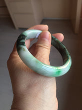 Load image into Gallery viewer, 56mm certified Type A 100% Natural sunny green/dark green/jungle green/light purple Jadeite Jade bangle AQ85-7885
