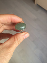 Load image into Gallery viewer, 100% natural type A icy watery light green/gray four-prong jadeite jade ring X141
