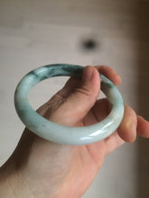 Load image into Gallery viewer, 59mm Certified type A 100%  Natural green/white/brown with green floating flowers slim Jadeite bangle AZ34-4364
