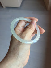 Load image into Gallery viewer, 57mm certified 100% natural type A icy watery white beige flat jadeite bangle PD25-5814
