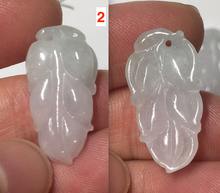 Load image into Gallery viewer, 100% natural type A icy watery white purple green jadeite jade  leaf pendant group F157
