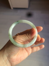 Load image into Gallery viewer, 55mm Certified type A 100% Natural light green/white  round cut Jadeite bangle BH4-0415
