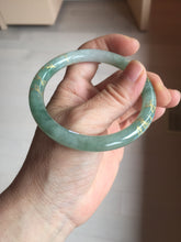 Load image into Gallery viewer, 57.5mm 100% Natural type A light green white carved and golden-painted round cut Jadeite Jade bangle BP167-0276

