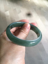 Load image into Gallery viewer, 52.5mm certified type A 100% Natural watery dark green/black oval Jadeite jade bangle BF77-1092
