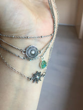 Load image into Gallery viewer, Layered Necklace with Natural Type A sunny green Jadeite Bead, Sun &amp; Mandala Pendant, Boho Minimalist Good Luck Jewelry Gift for Her PA66
