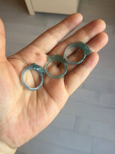 Load image into Gallery viewer, Size 7 3/4 100% natural type A icy watery oily dark green/blue/gray/purple/black one-piece carved dragon slim jadeite jade ring group PB117
