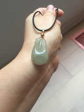 Load image into Gallery viewer, 100% Natural type A icy watery light green/gray Jadeite Jade seashell (福贝)  pendant F150
