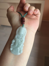 Load image into Gallery viewer, 100% natural white grade A light green white jadeite jade Guanyin pendants AU20-2
