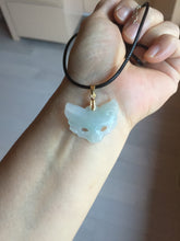 Load image into Gallery viewer, 100% natural type A white light green jadeite jade fox mask pendant necklace PD101

