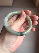 Load image into Gallery viewer, 54mm Certified Type A 100% Natural dark green gray round cut Jadeite bangle AU45-0896
